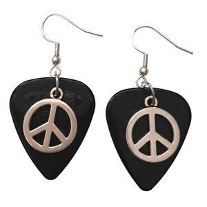 HAND Crafted Earrings Recycled Guitar Picks Seeking Peace in a Dark World